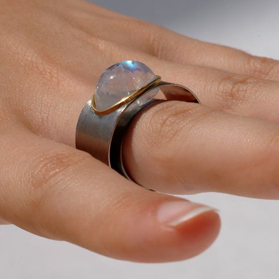 White Gold Ring Yinyang