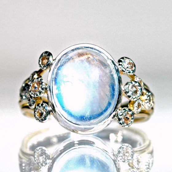 Moonstone Ring Moon-and-Stars