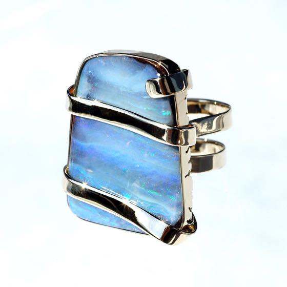 Gold Ring Opal-Blue