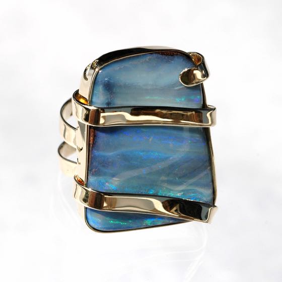 Gold Ring Opal-Blue