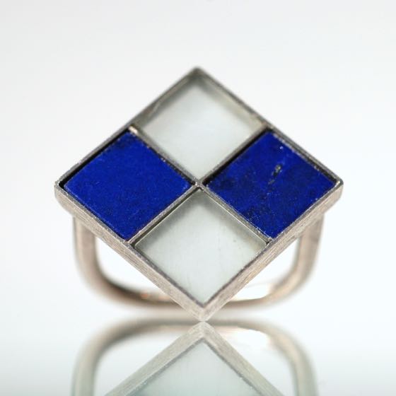 White Gold Ring Square-Chess-One